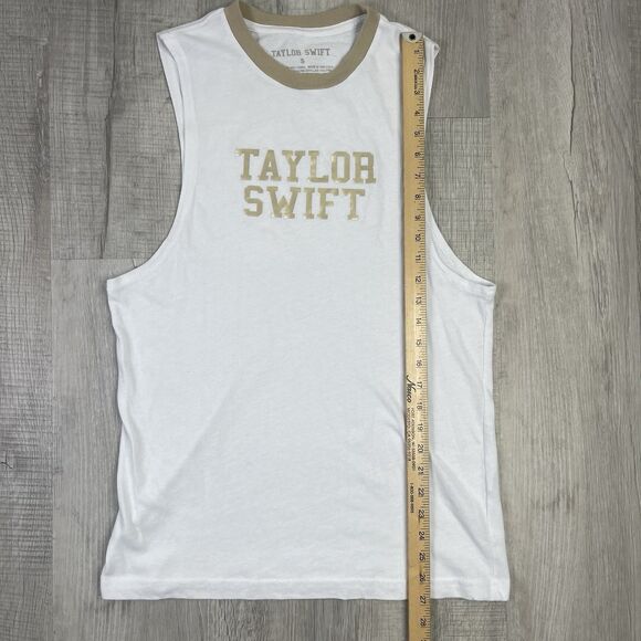Taylor Swift White Gold Logo Muscle Tank Top Size Small Eras Tour Merch USA J - Picture 5 of 7